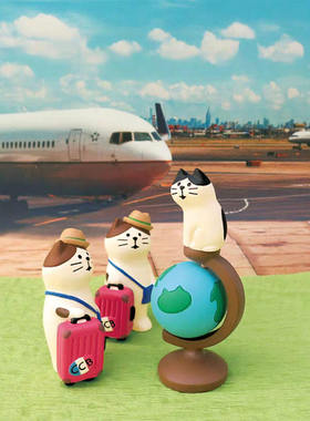 日式杂货zakka旅游纪念吉祥物创意礼物环游世界ins树脂桌面小摆件