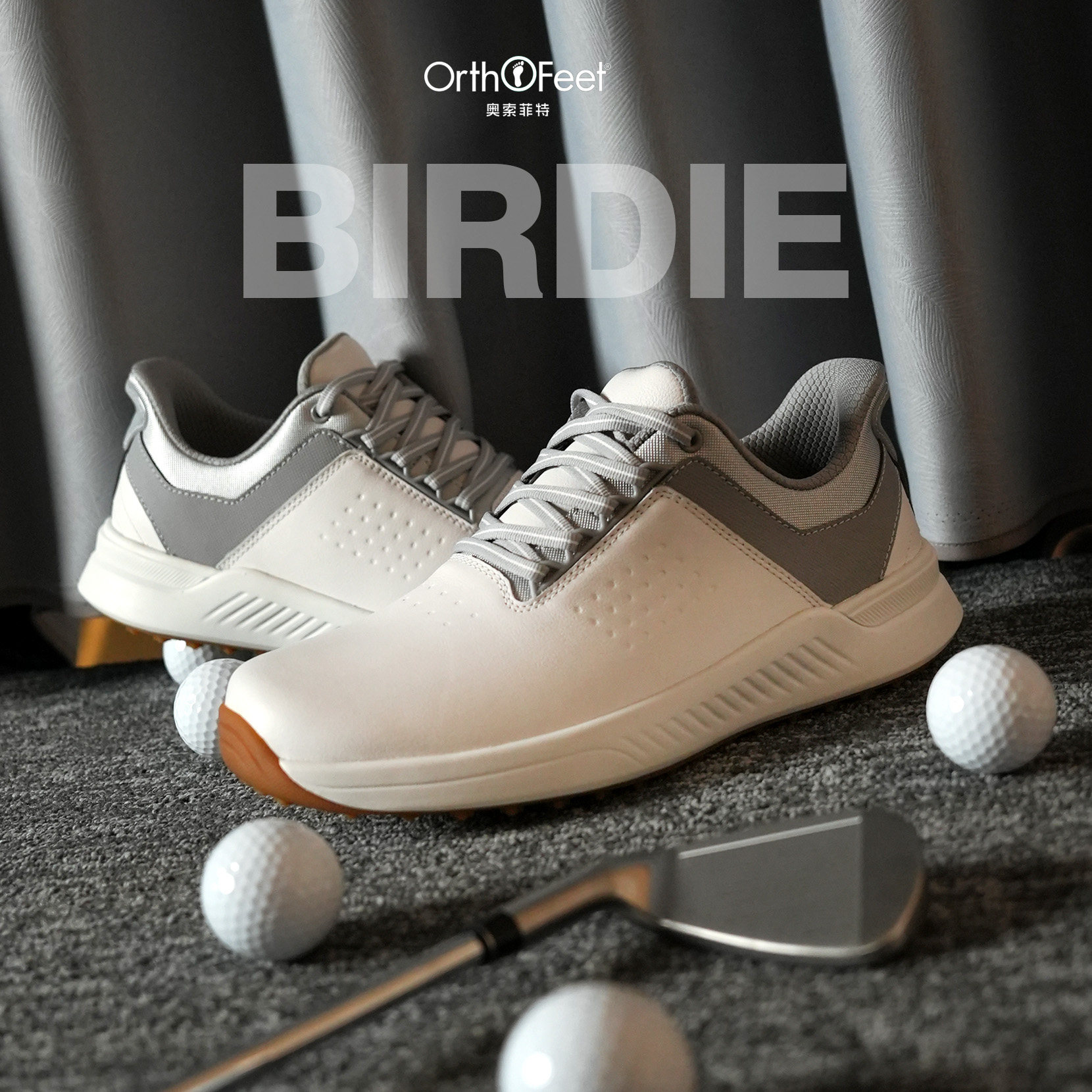 Orthofeet/奥索菲特高尔夫球鞋男宽楦宽脚运动鞋子扁平足足弓支撑,淘宝优惠券,粉丝福利购,淘宝优惠卷