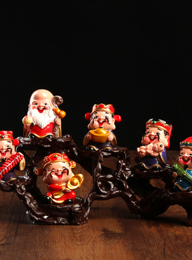 五路五福财神爷摆件办公室招财店铺开业张礼品家居酒柜玄关装饰品