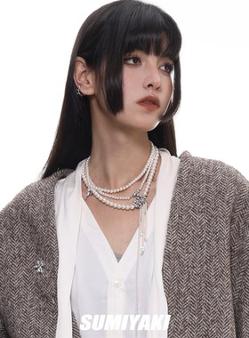 SUMIYAKI复古美式美拉德珍珠多层项链女小众个性千金风轻奢吊坠