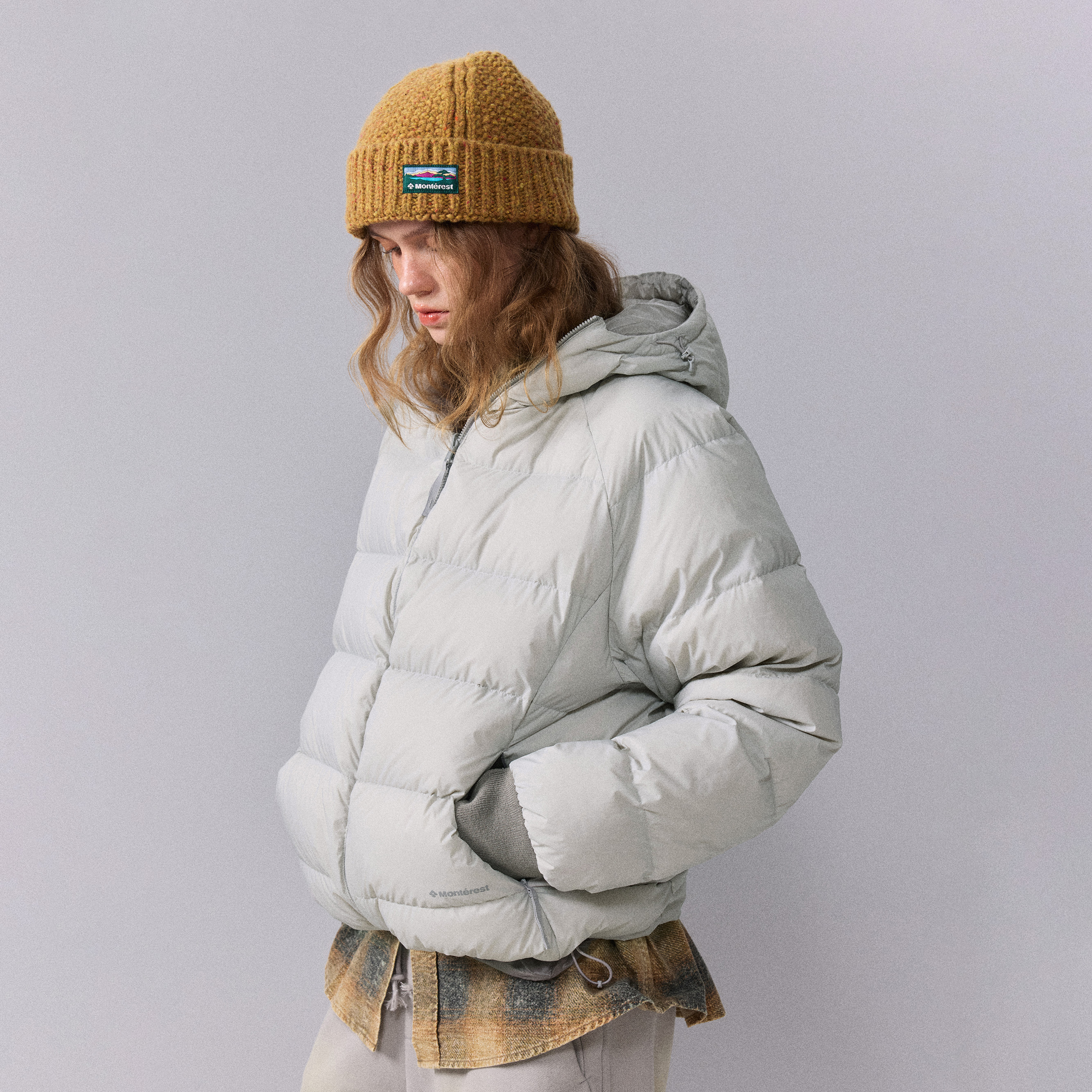 瞬时山野Monterest户外透视结构双面穿90白鸭绒防泼水连帽羽绒服 - 图2