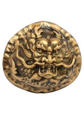 黄铜龙头核桃实心一对文玩手把件全铜真品纯铜球健身W球制品摆件