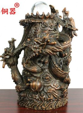 宇卓铜器铜五龙戏珠工艺品摆件纯铜龙黄铜龙铜戏珠龙