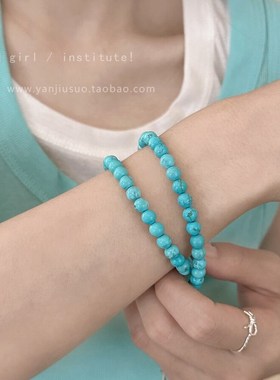 天然绿松石串珠项链女轻奢小众装饰锁骨链高级感法式气质颈链配饰