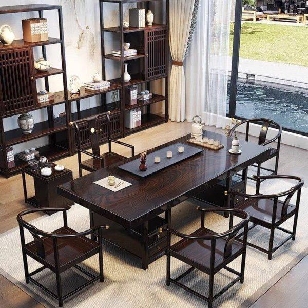 黑檀木实木大板茶台茶桌椅组合现简约公家用新中式一体泡茶台,淘宝优惠券,粉丝福利购,淘宝优惠卷