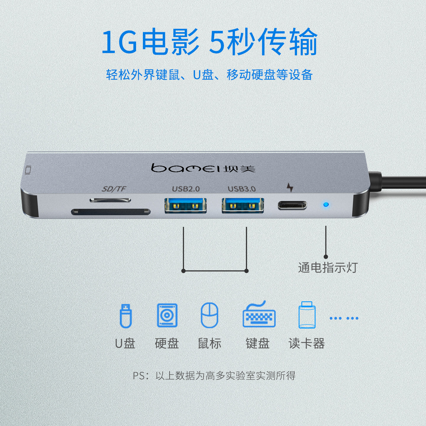 坝美 type c扩展坞手机平板笔记本usb hub拓展读卡4KHD高清投屏USB C网口 TF SD读卡,淘宝优惠券,粉丝福利购,淘宝优惠卷