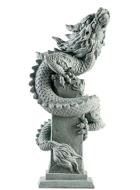 青砂石麒麟狮子盘龙柱微景观鱼缸假山造景桌面动物装饰品家居