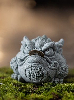 招财金蟾精品高档养招财三足蟾蜍石头茶具茶盘茶道茶宠变色