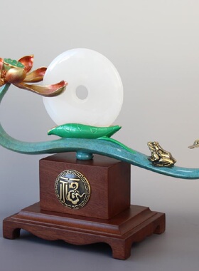 黄铜荷塘月色平安扣工艺摆饰 家居玄关日常送礼