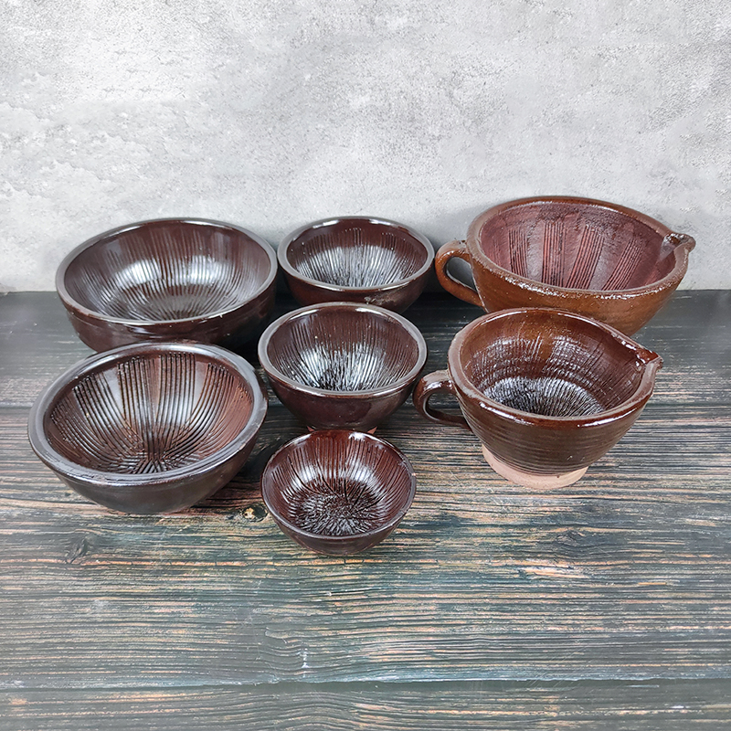 老式土陶擂钵家用特大擂茶钵餐馆擂辣椒擂钵擂皮蛋米糊.研磨蒜臼 - 图0