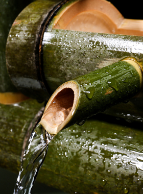 定制鱼缸竹流水过田园风竹子流水器石槽鱼缸池过加湿器