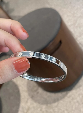 足银9999万花筒手镯女实心光面闭口银镯子简约百搭小花女友生日礼