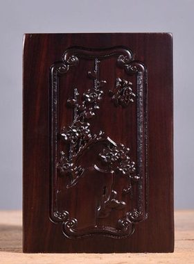 实木雕刻原木复古毛笔筒黑檀红木笔筒办公桌笔筒中国风文房四宝