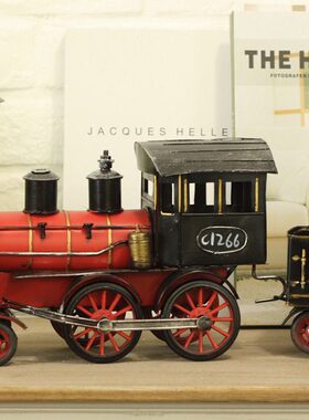 铁皮英式格 风怀旧做旧摆件蒸汽 小火车 家居饰品掉摆设老拉牙煤
