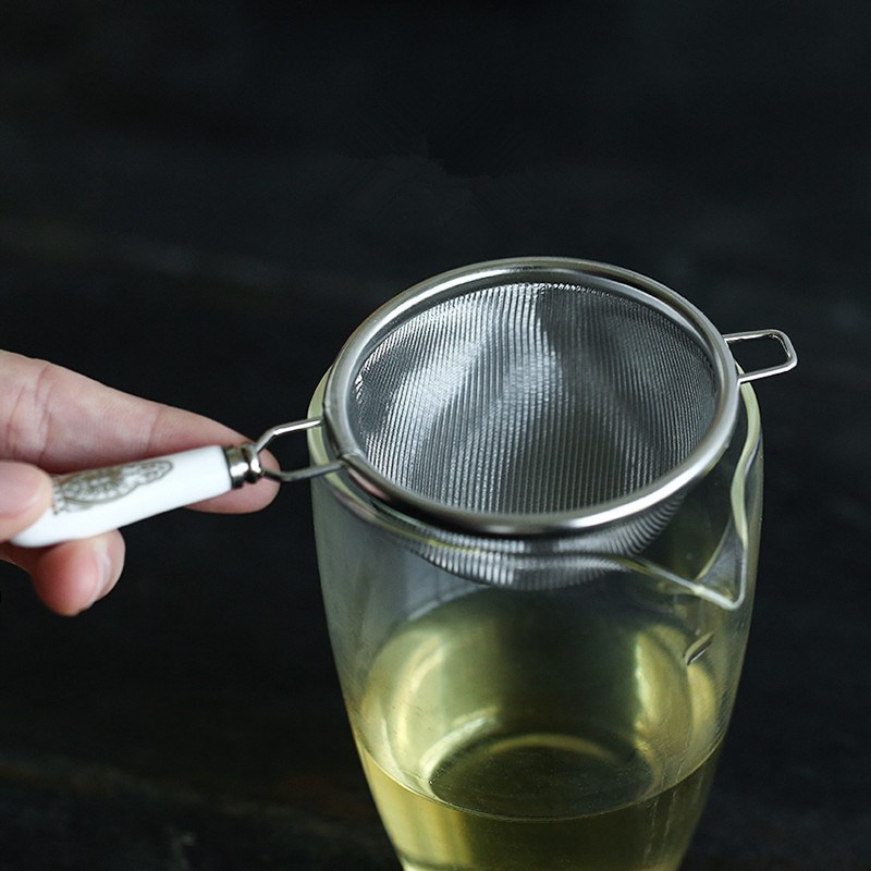 厂家日式304不锈钢茶滤茶隔细密过滤网滤茶器茶漏.黑白柄大小 - 图1