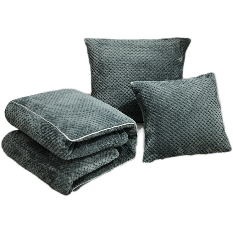 冬季加厚保暖纯色抱枕被子两用z珊瑚绒毯办公室午睡小枕头汽车靠 - 图3