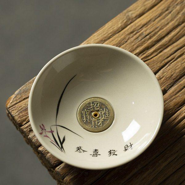 香插线香碟圆型底座香立铜钱古风草木灰白色香炉小号迷你便携香座,淘宝优惠券,粉丝福利购,淘宝优惠卷