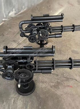 复古工业风加特林冲锋枪模型摆件酒吧餐厅创意落地金属装饰品定制