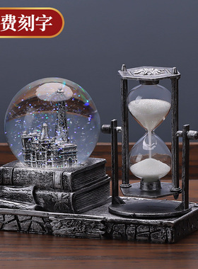 复古水晶球沙漏计时器创意摆x件酒柜客厅家居装饰品个性房间电视