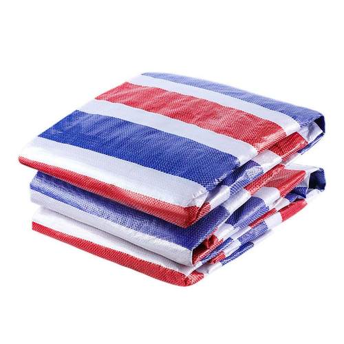 工厂生产防雨加厚彩条布双膜PE三色布塑料编制篷布防尘防晒苫布 - 图3