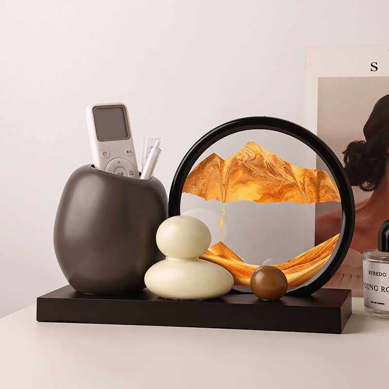 贝汉美时来运转流沙画创意笔筒办公室桌高级感酒柜装饰品摆件,淘宝优惠券,粉丝福利购,淘宝优惠卷