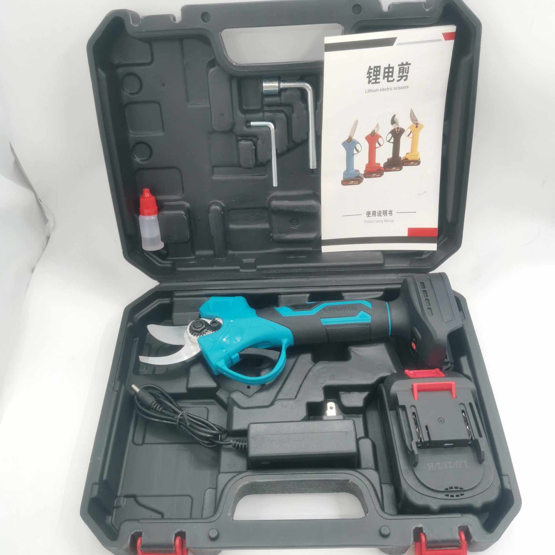 跨境锂电果树粗枝剪刀园林锂电修枝剪花艺家用电动修枝剪刀套装,淘宝优惠券,粉丝福利购,淘宝优惠卷