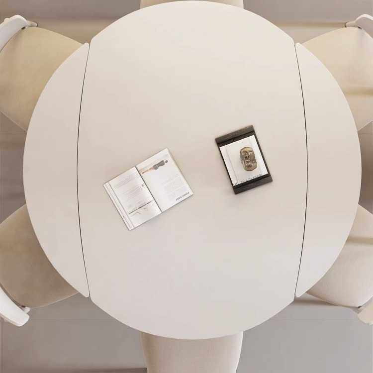 奶油风简约岩板餐桌方圆两用可伸缩现代简约可变圆桌家用小户型,淘宝优惠券,粉丝福利购,淘宝优惠卷