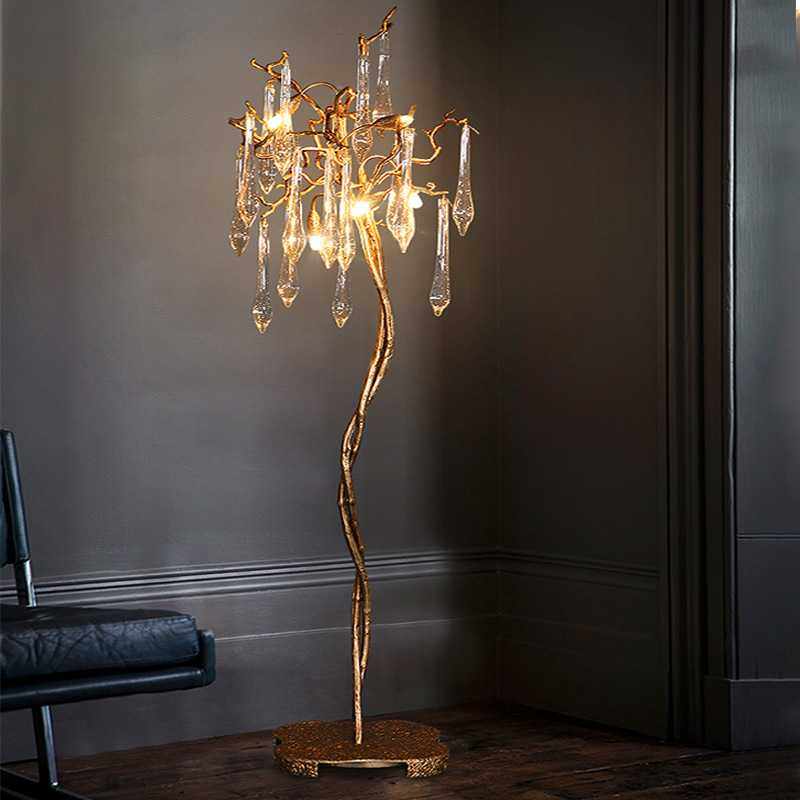 轻奢全铜落地灯客厅水晶灯别墅卧室装饰床头设计师中山灯具可调光,淘宝优惠券,粉丝福利购,淘宝优惠卷