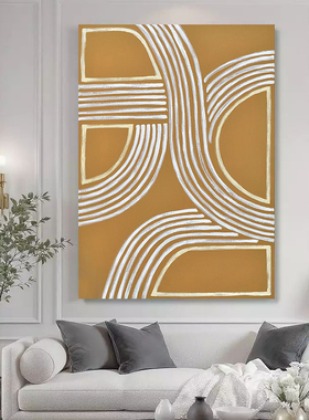 HLF.手绘大芬村油画《金砂曳素》肌理感挂画客厅玄关背景装饰画
