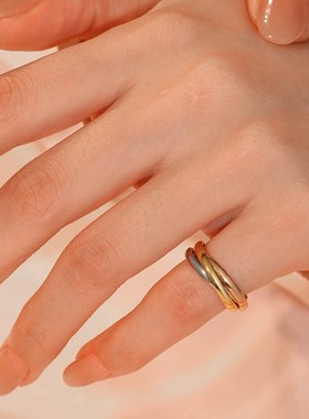 高版三环戒g尾戒小指女情侣戒友情三合一腔启示同款卡