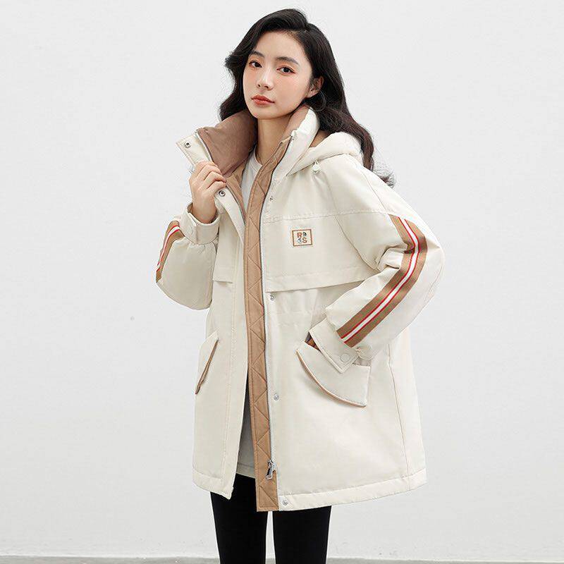 【佟丽娅同款】鸭鸭羽绒服女2025冬季气质时尚连帽加厚中长款外套