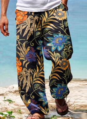 Men's printed loose casual straight pants印花宽松休闲直