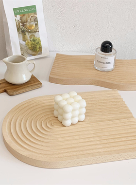 ins风黑色实木托盘摆件香薰香水展示收纳盘日式拍照Y道具客厅装饰