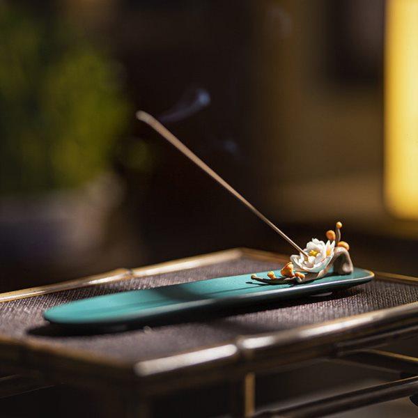 陶瓷梅花线香插手工陶瓷捏花香座家用檀香线香炉香托香器茶道摆件,淘宝优惠券,粉丝福利购,淘宝优惠卷