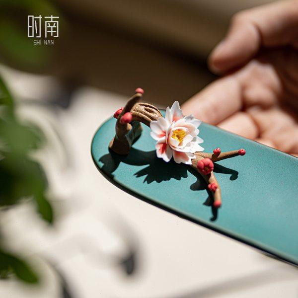 陶瓷梅花线香插手工陶瓷捏花香座家用檀香线香炉香托香器茶道摆件,淘宝优惠券,粉丝福利购,淘宝优惠卷