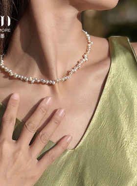 KISSMORE/琛墨月影流光设计师款天然强光巴洛克花瓣珍珠女款项链