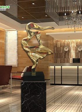 酒店大堂摆件现代抽象电镀玄关艺术品 客厅大厅样板房办公室雕塑
