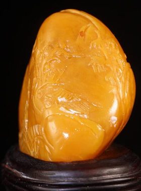 北部田黄石富贵山居图摆件田园薄意雕家居玄关摆设手工工艺品