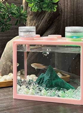 水族微景观假f山流水摆件鱼缸造景整套桌面装饰雪山水墨轻奢中国