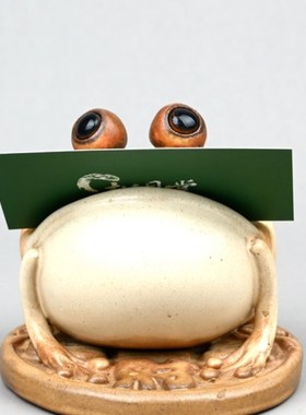 松月堂台湾陶瓷摆件青蛙卡通可爱名片架送礼客厅居家Y摆桌面吉祥