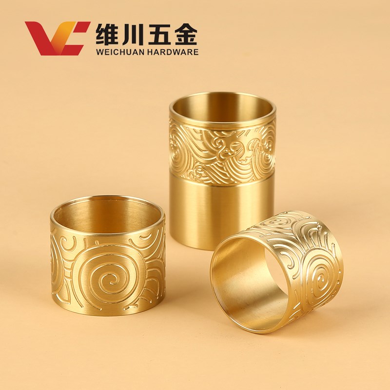 新中式黄铜精雕花纹铜套封底二头通红H木沙发床护套五金装饰铜脚 - 图2