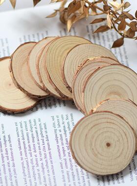 圆木片树桩片diy手工原木桩装饰底座底托手绘画材料幼儿园圆木桩