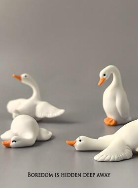 无聊了，没事做摆几只大白鹅看看桌面情绪治愈小摆件小众工位装饰