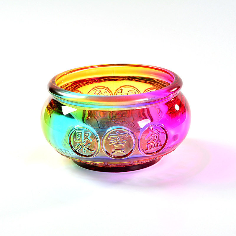 五彩琉璃聚宝盆套装家居装饰招财开业办公室聚宝盆摆件水晶礼品,淘宝优惠券,粉丝福利购,淘宝优惠卷