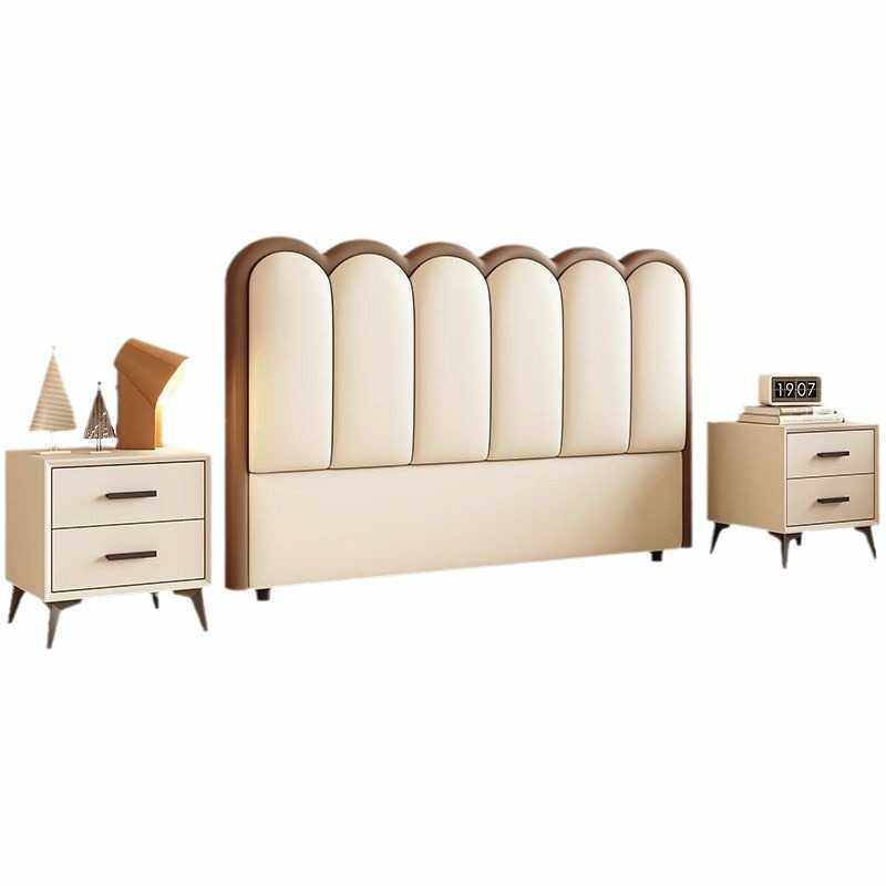 床头软包简约现代卧室靠背一体落地轻奢实木新款背板床头单买床上 - 图2