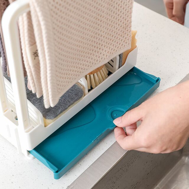 Kitchen hole-free storage rack desktop wall-mounted dual-purpose A drain rag rack household countertop sink storage sponge