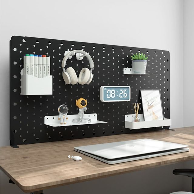 No hole drilling iron b art hole board desktop vertical home desk dormitory storage partition e-sports black wall storage