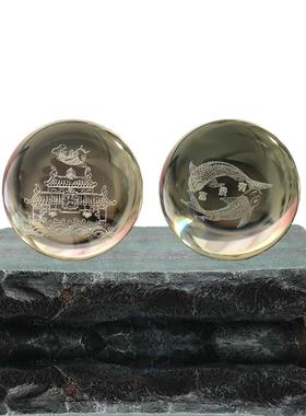 假山喷泉桌面流水球配件招财鱼缸盘景上水石摆件中式转动玻璃水晶