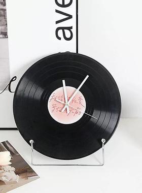 复古黑胶唱片钟日落静音挂钟DIY简约创意客厅装饰摆件落日时钟表