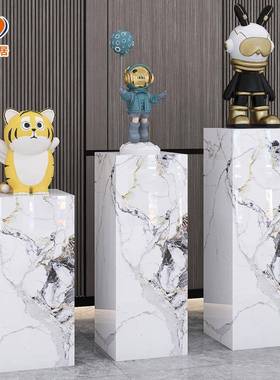 岩板立柱子大理石摆件底座展示摆台客厅玄关饰品落地式石墩花架子